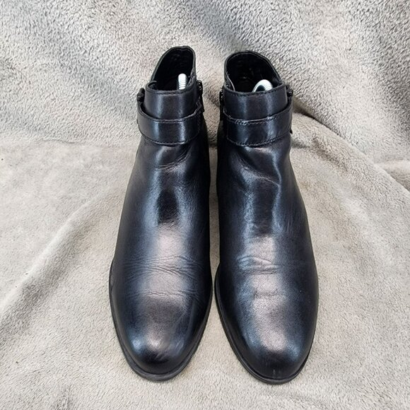 Naturalizer Shoes Womens Size 9 Drewe Black Leather Side Zip Ankle Booties - Picture 3 of 14